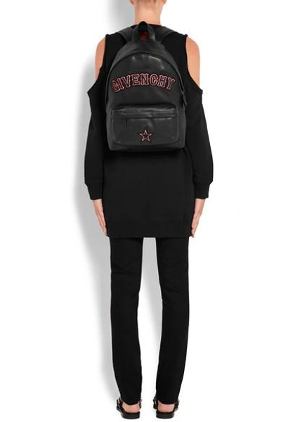 Shop Givenchy Appliquéd Leather Backpack In Black