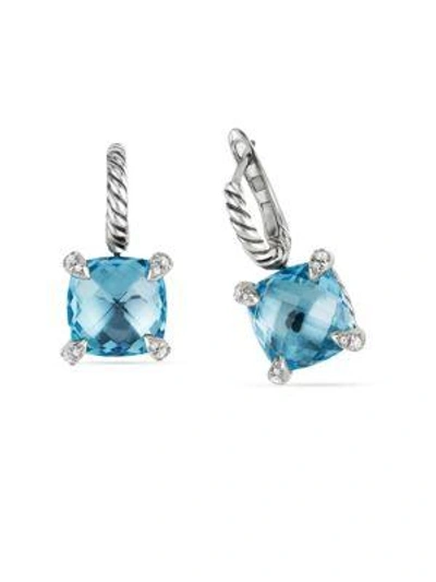 Shop David Yurman Chatelaineblue Topaz & Diamonds Drop Earrings In Blue Topaz
