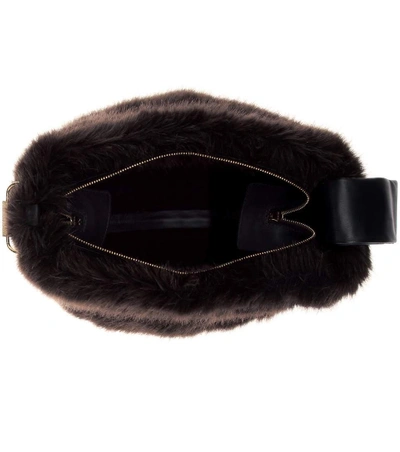 Shop Victoria Beckham Tissue Faux-fur Handbag In Brown