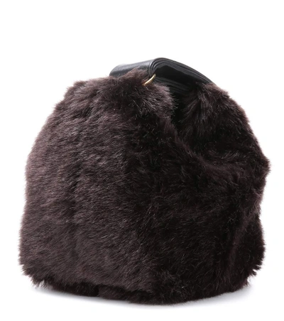 Shop Victoria Beckham Tissue Faux-fur Handbag In Brown