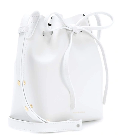 Shop Mansur Gavriel Mini Mini Leather Bucket Bag In White