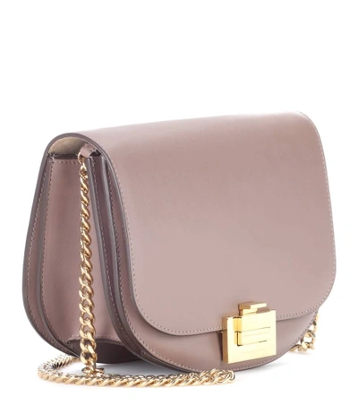 Shop Victoria Beckham Box With Chain Leather Shoulder Bag In Grey
