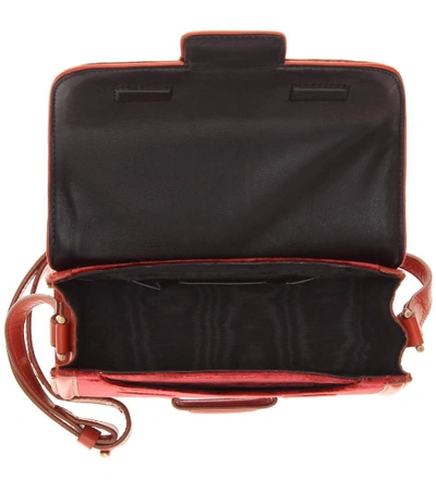 Shop Dries Van Noten Velvet And Leather Shoulder Bag In Red