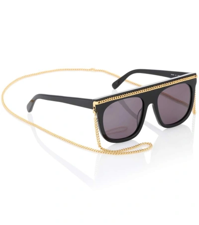 Shop Stella Mccartney Falabella Chain Sunglasses In Black