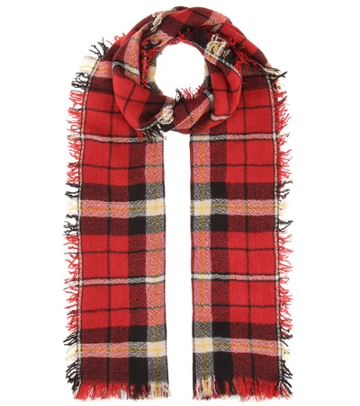 Isabel Marant Loria Wool And Silk Plaid Scarf In Red | ModeSens