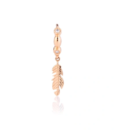 Shop Stone Paris Tiny Hoop 18kt Rose Gold And Diamond Earring In Metallic