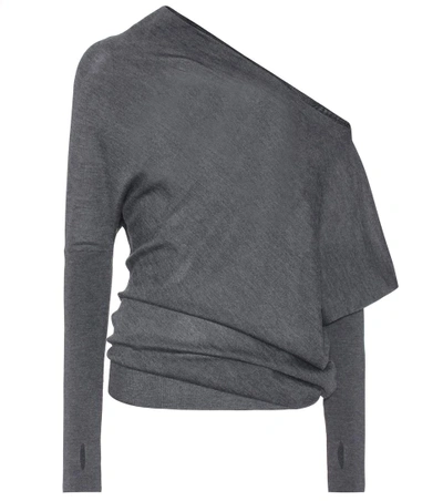 Shop Tom Ford Cashmere And Silk One-shoulder Top In Grey