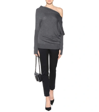 Shop Tom Ford Cashmere And Silk One-shoulder Top In Grey