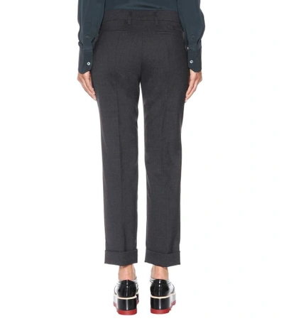 Shop Prada Mid-rise Virgin Wool Trousers In Grey