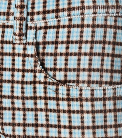 Shop Miu Miu Plaid Corduroy Trousers In Blue