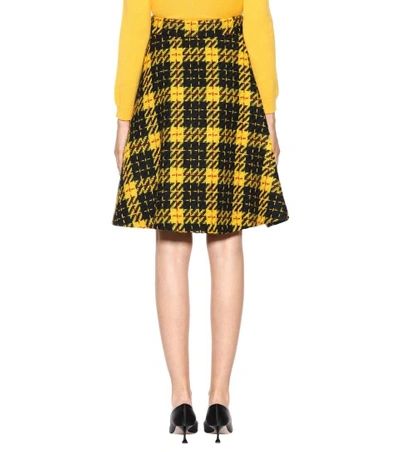 Shop Miu Miu Plaid Virgin-wool Tweed Skirt In Giallo