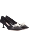 MIU MIU SATIN KITTEN-HEEL PUMPS,P00274918