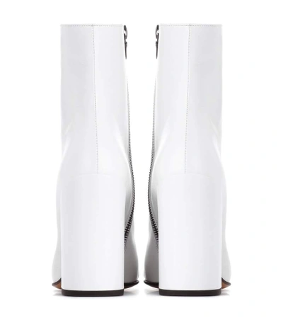 Shop Dries Van Noten Leather Ankle Boots In White