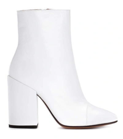 Shop Dries Van Noten Leather Ankle Boots In White