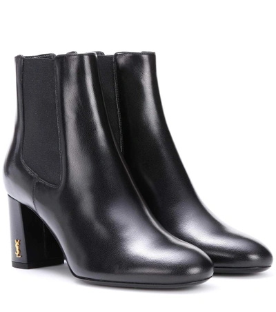 Saint Laurent Babies Leather Ankle Boots In Eoir