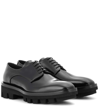 Shop Jil Sander Leather Derby Shoes In Black
