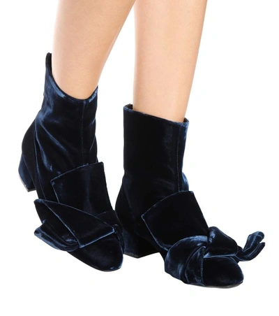 Shop N°21 Velvet Ankle Boots In Blue