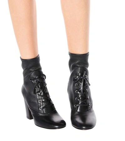 Shop Gianvito Rossi Palmer Leather Ankle Boots In Black