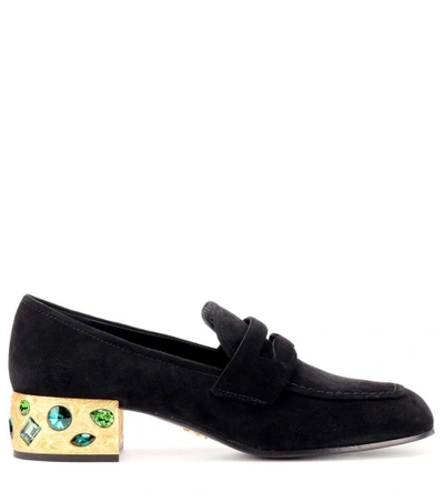 Shop Prada Embellished Suede Pumps In Eero