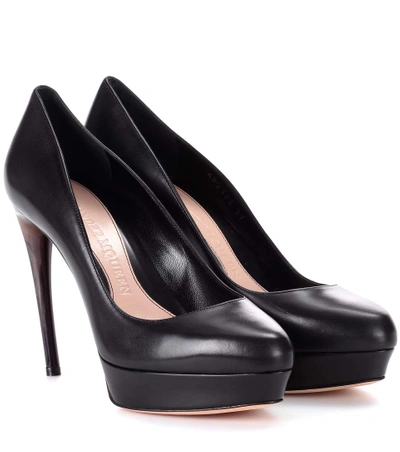 Alexander Mcqueen Leather Platform Pumps In 1000 - Black