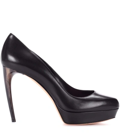 Shop Alexander Mcqueen Leather Plateau Pumps In Black