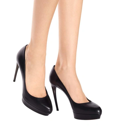 Shop Alexander Mcqueen Leather Plateau Pumps In Black