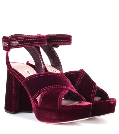 Miu Miu Velvet Plateau Sandals