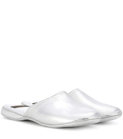 Church's Hebe Metallic Leather Slippers In Silver