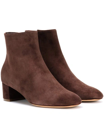 Mansur Gavriel 40mm Suede Ankle Boots In Chocolate