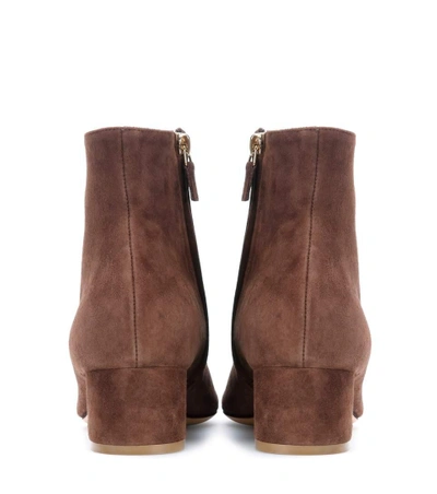 Shop Mansur Gavriel 40mm Suede Ankle Boots In Chocolate