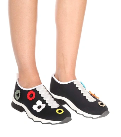 Shop Fendi Embellished Slip-on Sneakers In Eero
