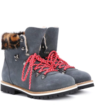 Shop Mr & Mrs Italy Fur-lined Suede Ankle Boots In Grey