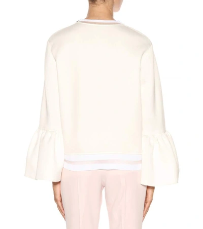 Shop Fendi Fur-embellished Cotton-blend Sweatshirt In White
