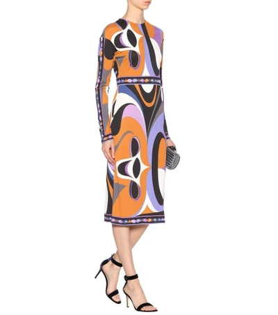 Shop Emilio Pucci Printed Long-sleeved Dress In Viola