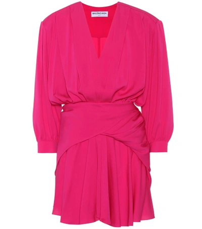 Shop Balenciaga Georgette Silk Dress In Pink