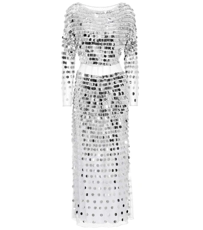 Alexa Chung Sequinned Linen Dress In Silver