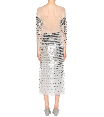 Shop Alexa Chung Sequinned Linen Dress In Silver