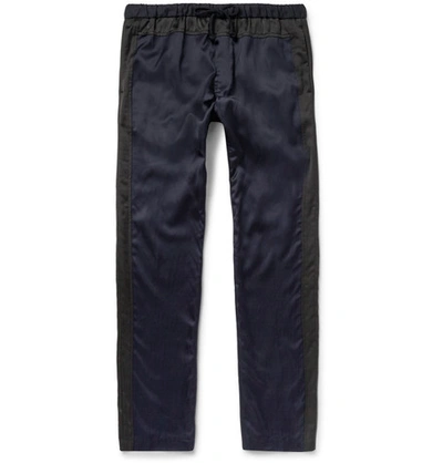 Dries Van Noten Piers Slim-fit Satin And Cotton-canvas Trousers