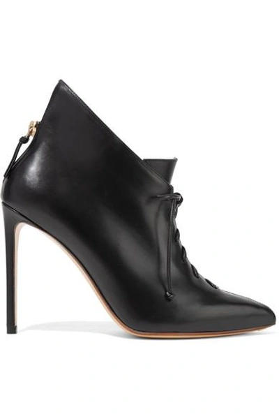 Shop Francesco Russo Lace-up Leather Ankle Boots In Black