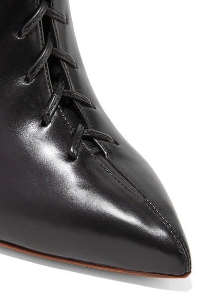 Shop Francesco Russo Lace-up Leather Ankle Boots In Black