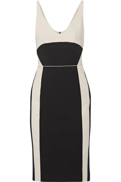 Shop Narciso Rodriguez Two-tone Wool-gabardine Dress In Black