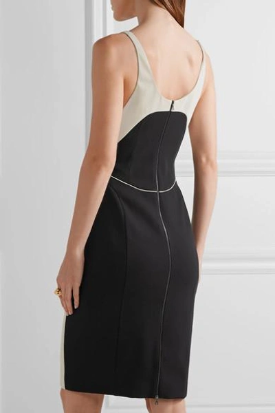 Shop Narciso Rodriguez Two-tone Wool-gabardine Dress In Black