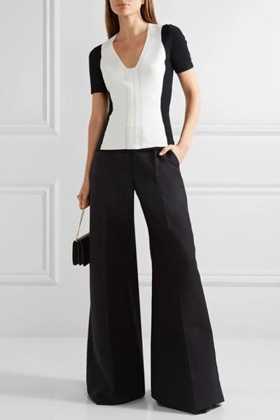 Shop Narciso Rodriguez Two-tone Stretch-knit Top
