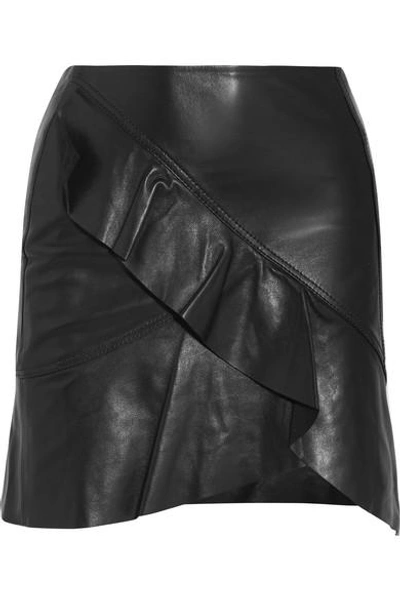 Shop Iro Ruffled Leather Wrap-effect Mini Skirt