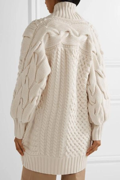 Shop Burberry Cable-knit Wool And Cashmere-blend Cardigan