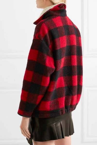 Shop Isabel Marant Étoile Gilas Checked Brushed Wool-blend Jacket In Red