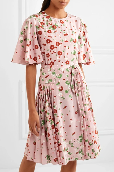 Shop Valentino Floral-print Silk Crepe De Chine Dress