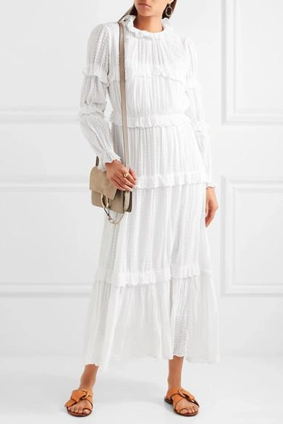 Marant Étoile Yukio Tiered Swiss-dot Cotton Maxi Dress In White | ModeSens