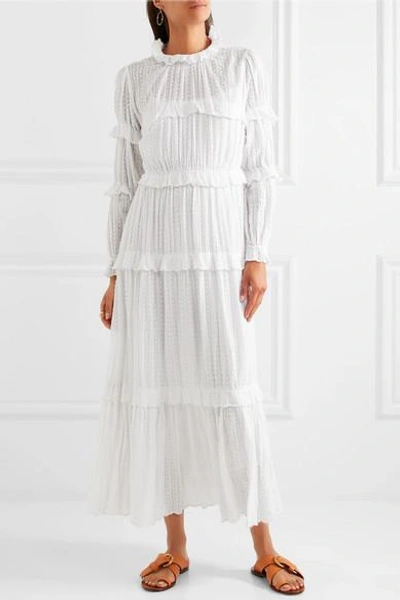Isabel Marant Étoile Yukio Tiered Swiss-dot Cotton Maxi Dress In White |  ModeSens