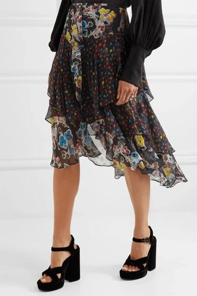 Shop Jason Wu Ruffled Floral-print Silk-chiffon Midi Skirt